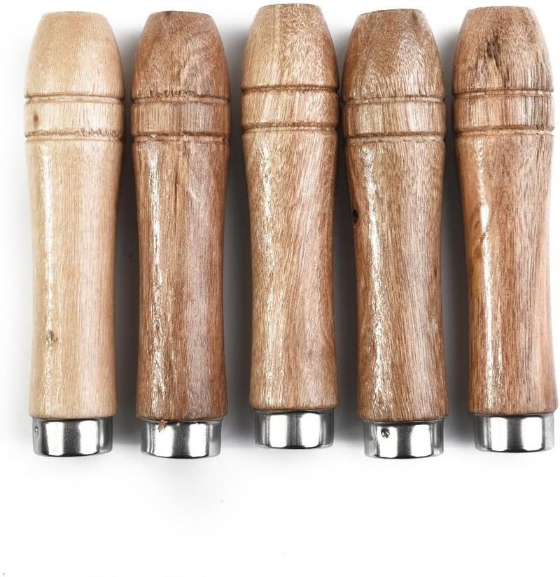 Wooden File Handle Replacement 5 Pack with Metal Collar for 4 to 6 Inch Files 9cm Length - Image 2